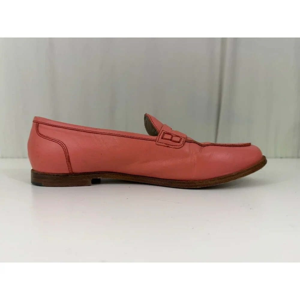 J Crew Ryan Penny Loafers Leather Coral Pink Slip On Shoes Women’s Sz 10